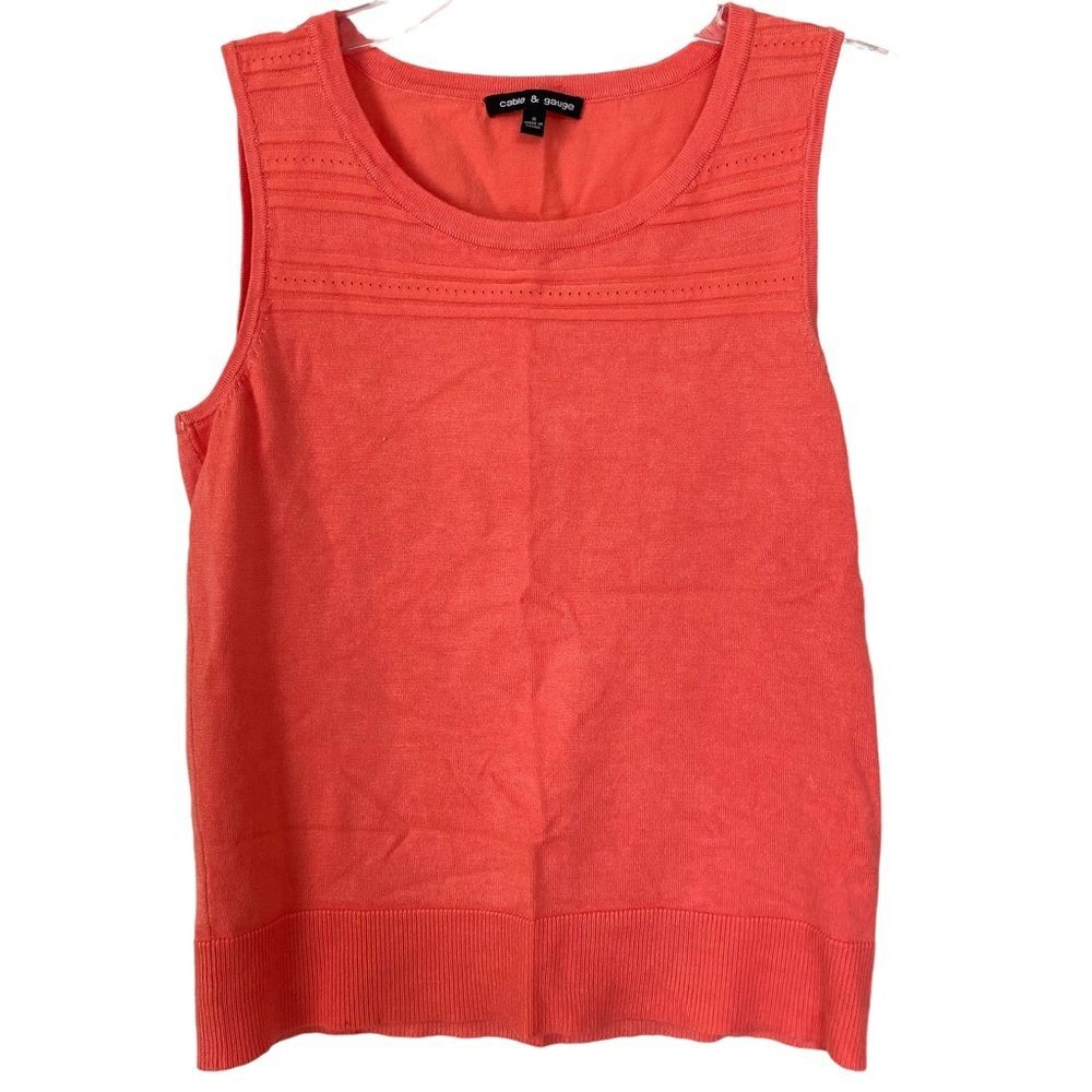 Cable & Gauge Coral Pink Sleeveless Crew Neck Knit Sweater Top Size S